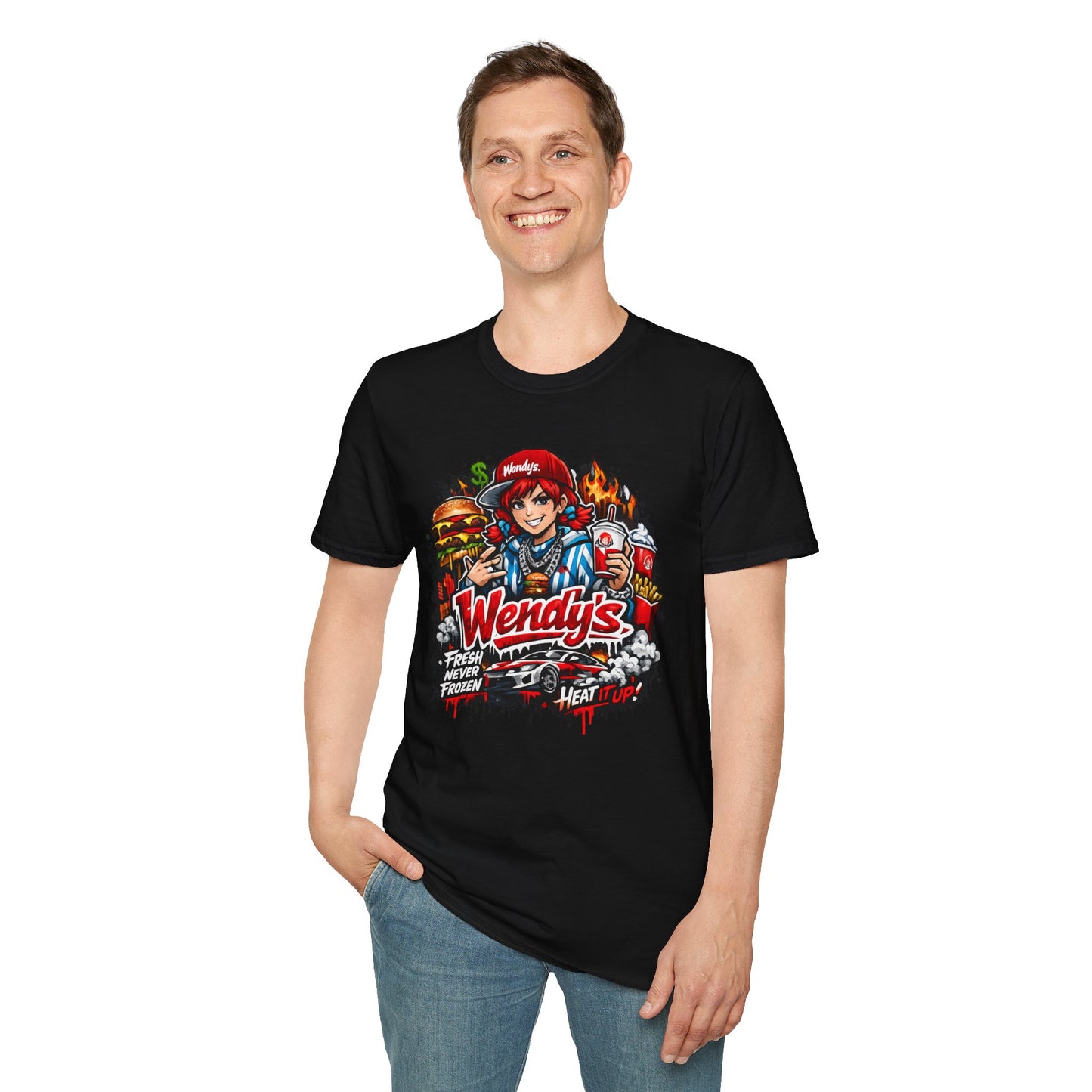 Wendy’s Inspired Streetwear T-Shirt – Vintage Fast Food Graphic Tee, Retro Burger Streetwear Shirt, Urban Hype Tee