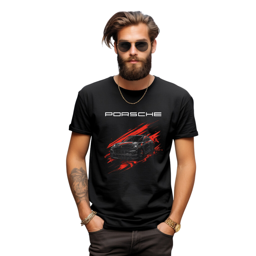 porsche black macan t-shirt for him