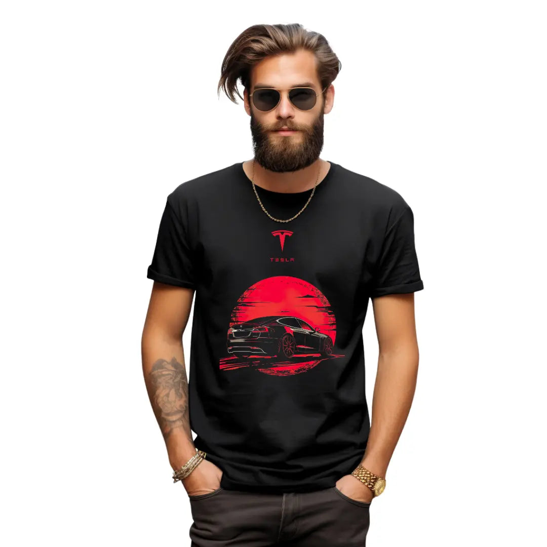 Sleek Style: Tesla Model S Black T-Shirt - Perfect for Enthusiasts! - Black Threadz