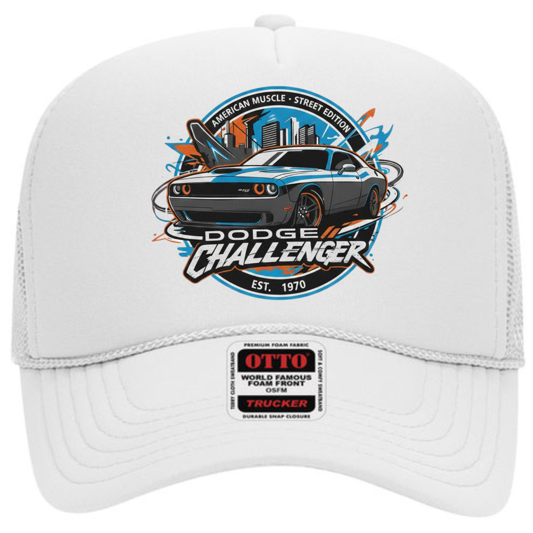 Dodge Challenger Trucker Snapback Hat – Muscle Car Mesh Cap, Adjustable Fit