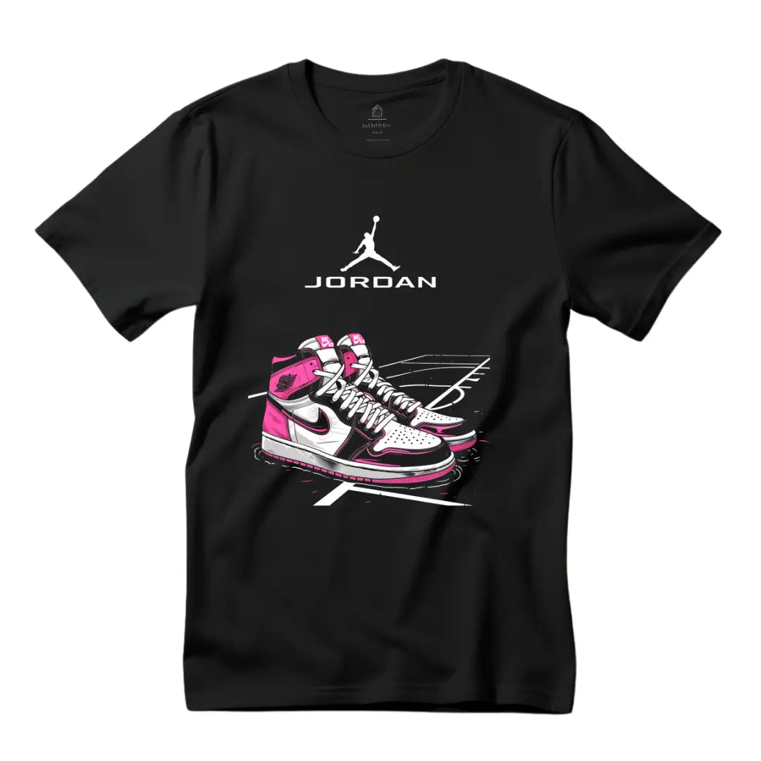 Exclusive Black Air Jordan T-Shirt with Iconic Jordan Sneakers Design – Premium Comfort for Sneakerheads - Black Threadz
