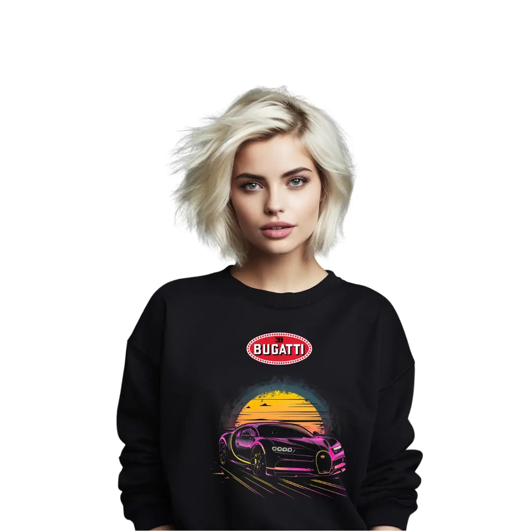 Purple Chiron Graphic Sweatshirt - Premium Black Top with Iconic Supercar Design - Black Threadz