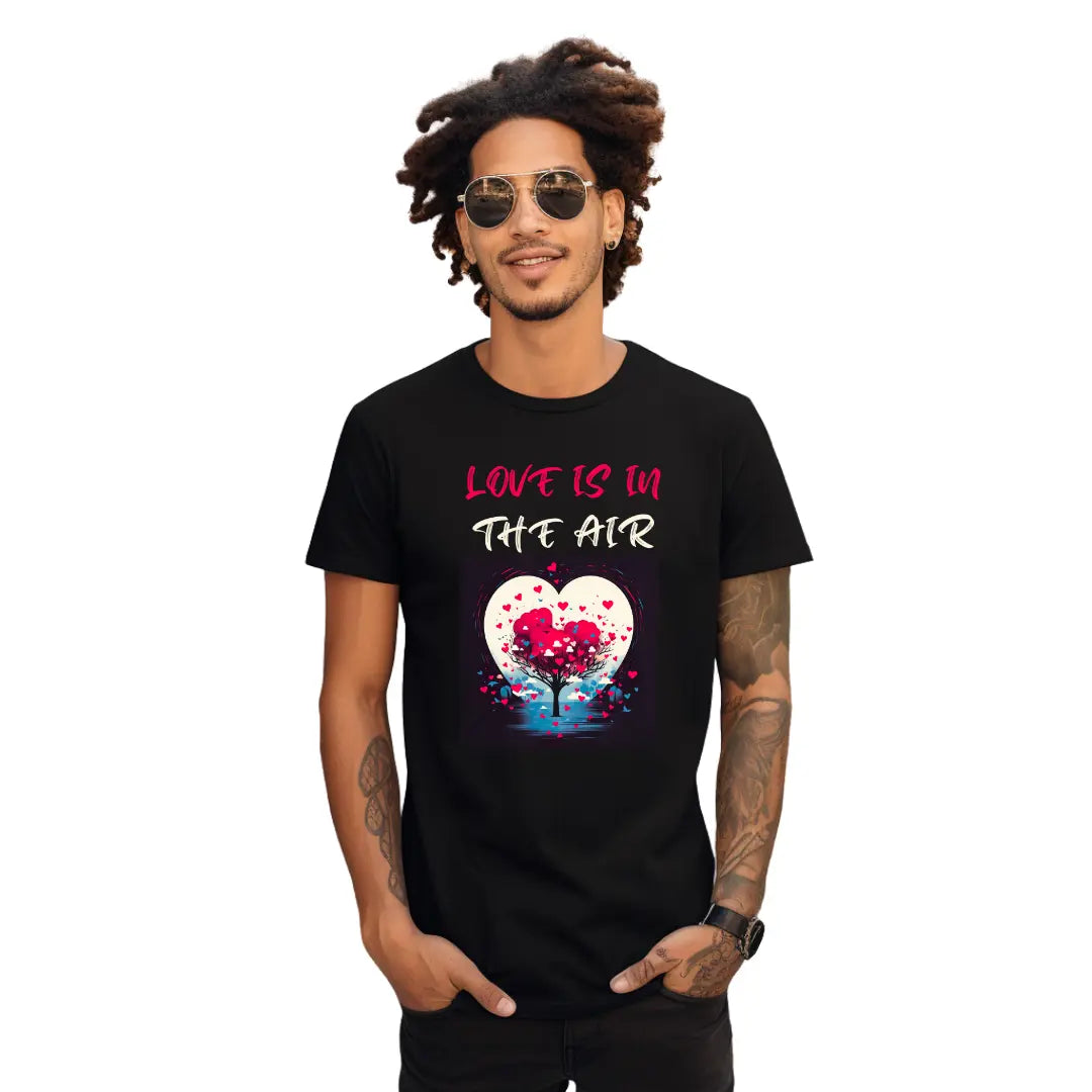 Love Is In The Air Valentines Day T-Shirt - Black Threadz