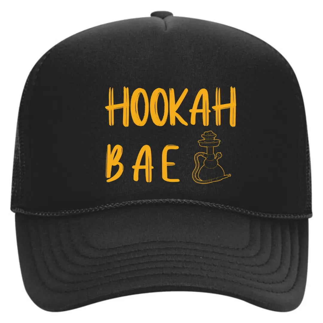 Hookah Bae Black Trucker Snapback Hat - Black Threadz