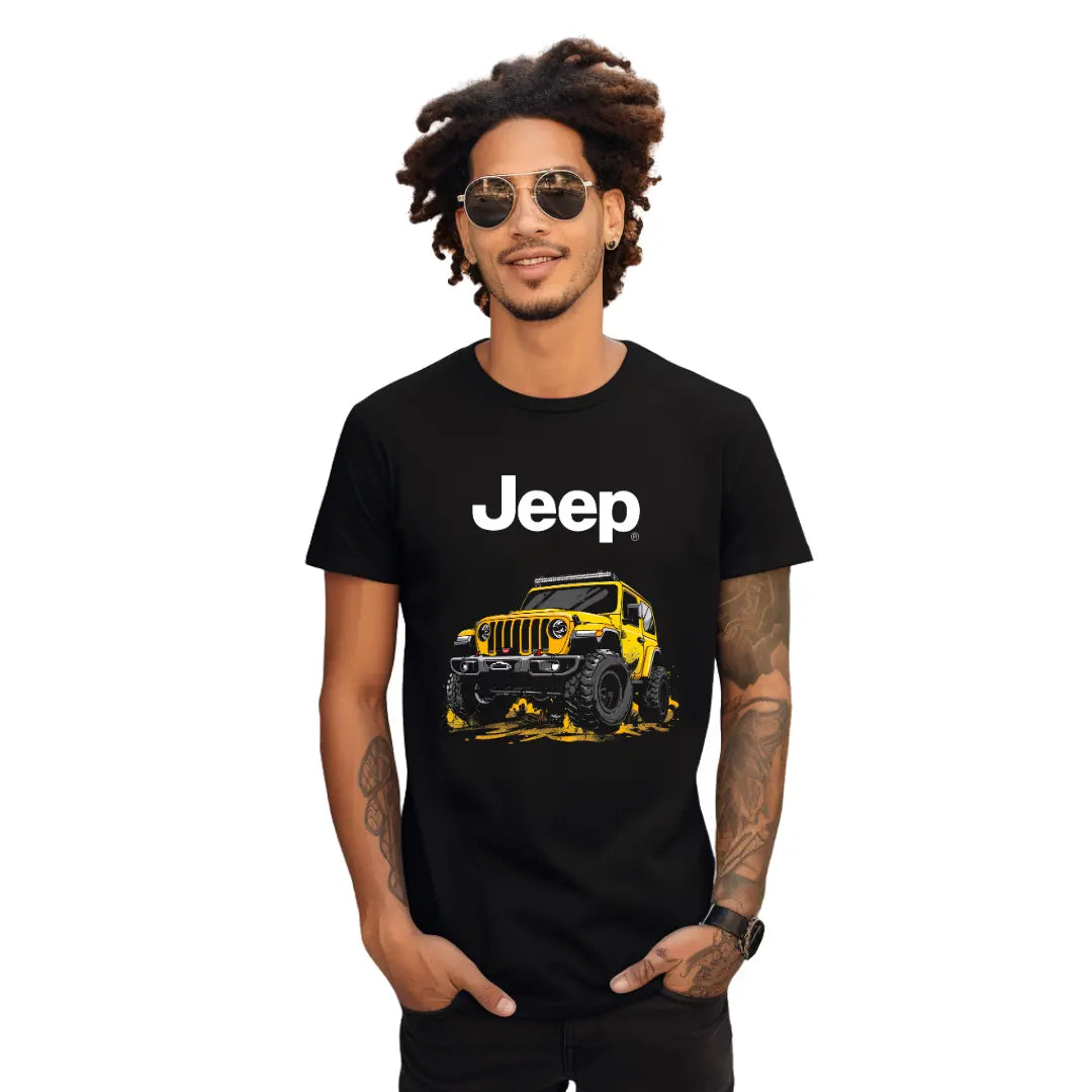 Wrangler T-Shirt - Premium Black Tee with Iconic Off-Road Vehicle Design - Black Threadz