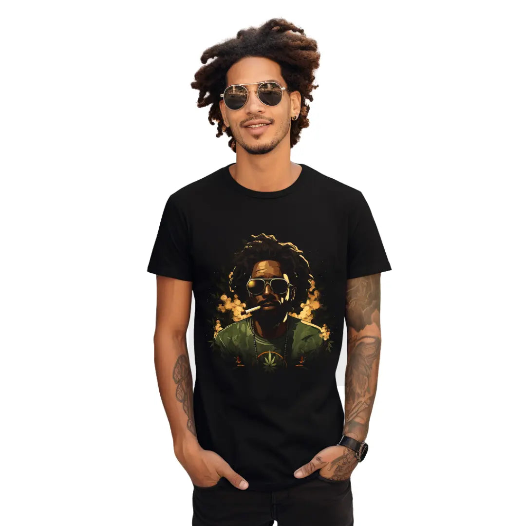 Black Man's Smoking Style T-Shirt: Embrace Individuality with Confidence - Black Threadz