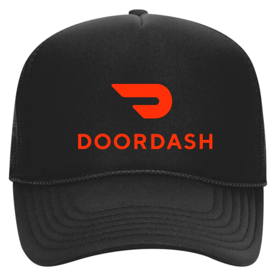 Dash in Style: DoorDash Black Trucker Snapback Hat - Black Threadz