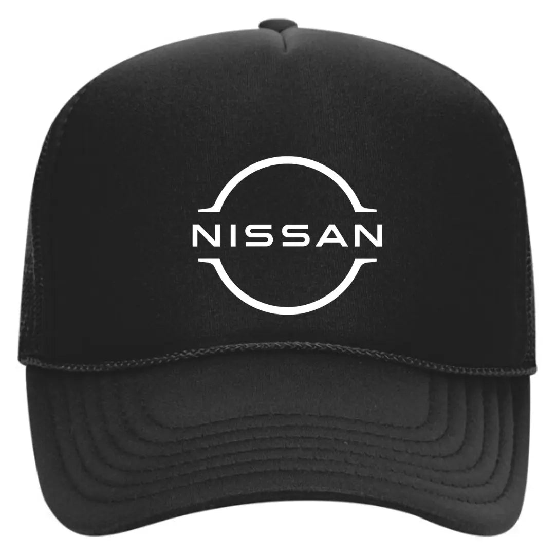 Drive in Style: Nissan Black Trucker Snapback Hat - Black Threadz