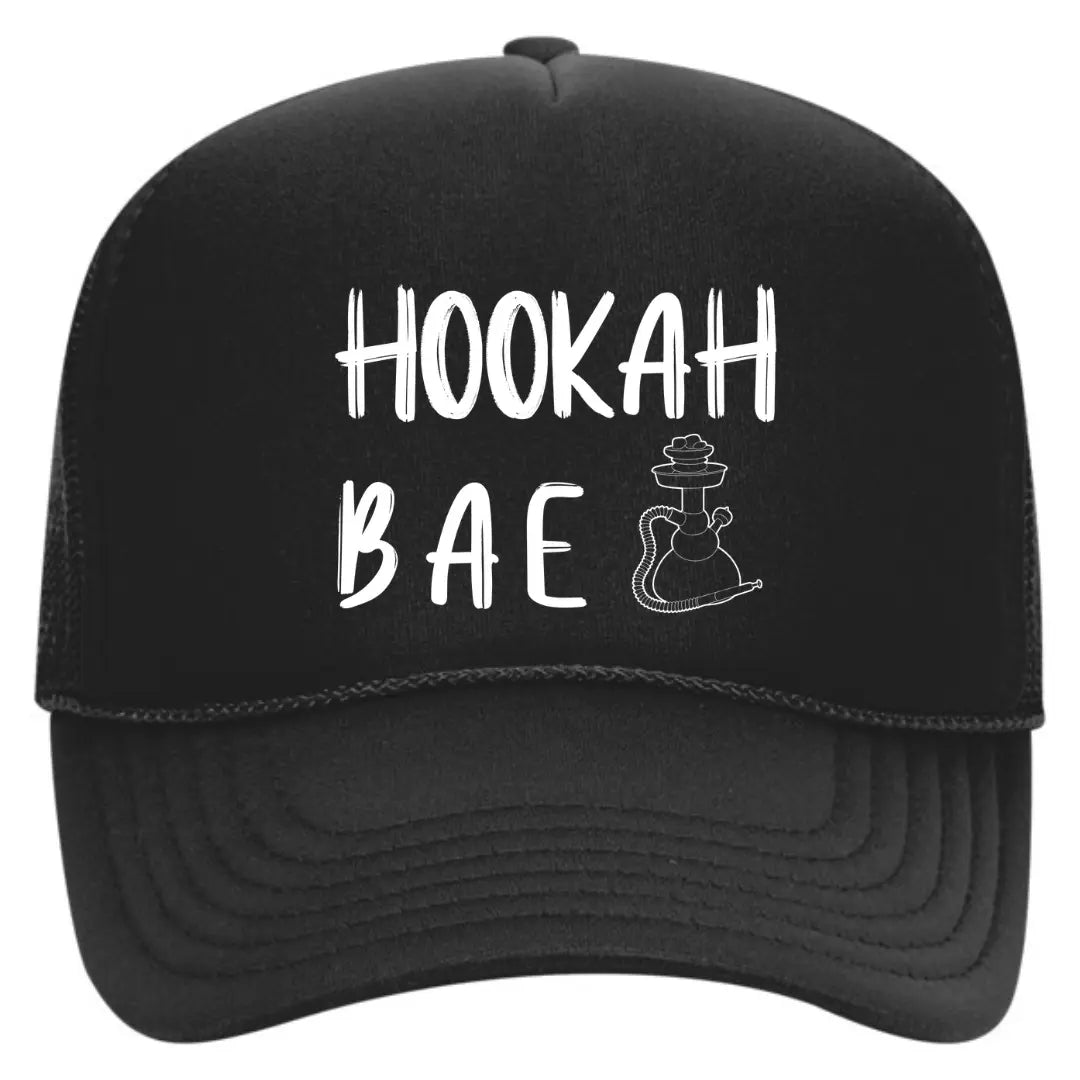 Hookah Bae Black Trucker Snapback Hat - Black Threadz