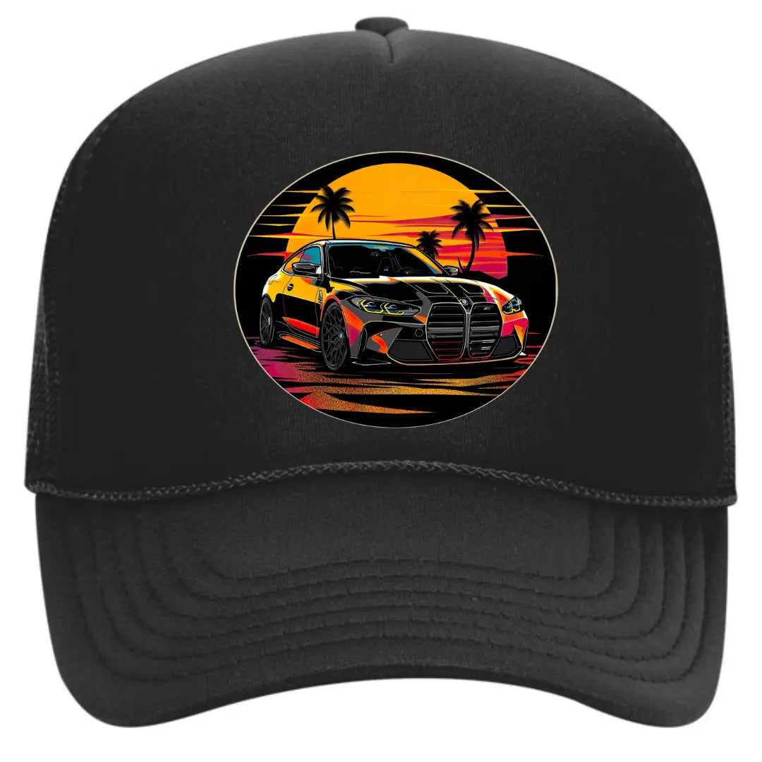 Black BMW 4 Series Trucker Hat - Luxury Auto Enthusiast Edition - Black Threadz