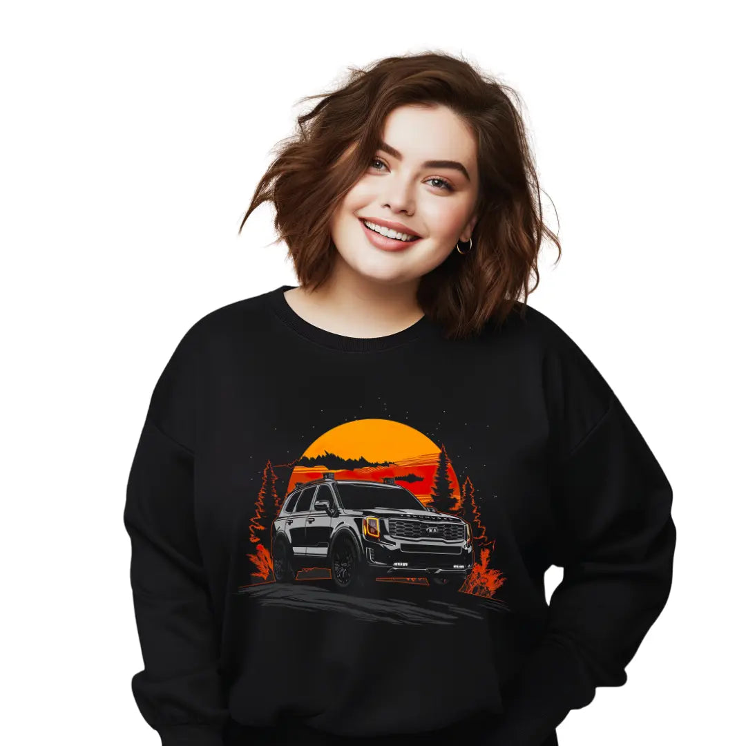Telluride Sunset Silhouette Sweatshirt   with Stylish SUV Design - Black Threadz