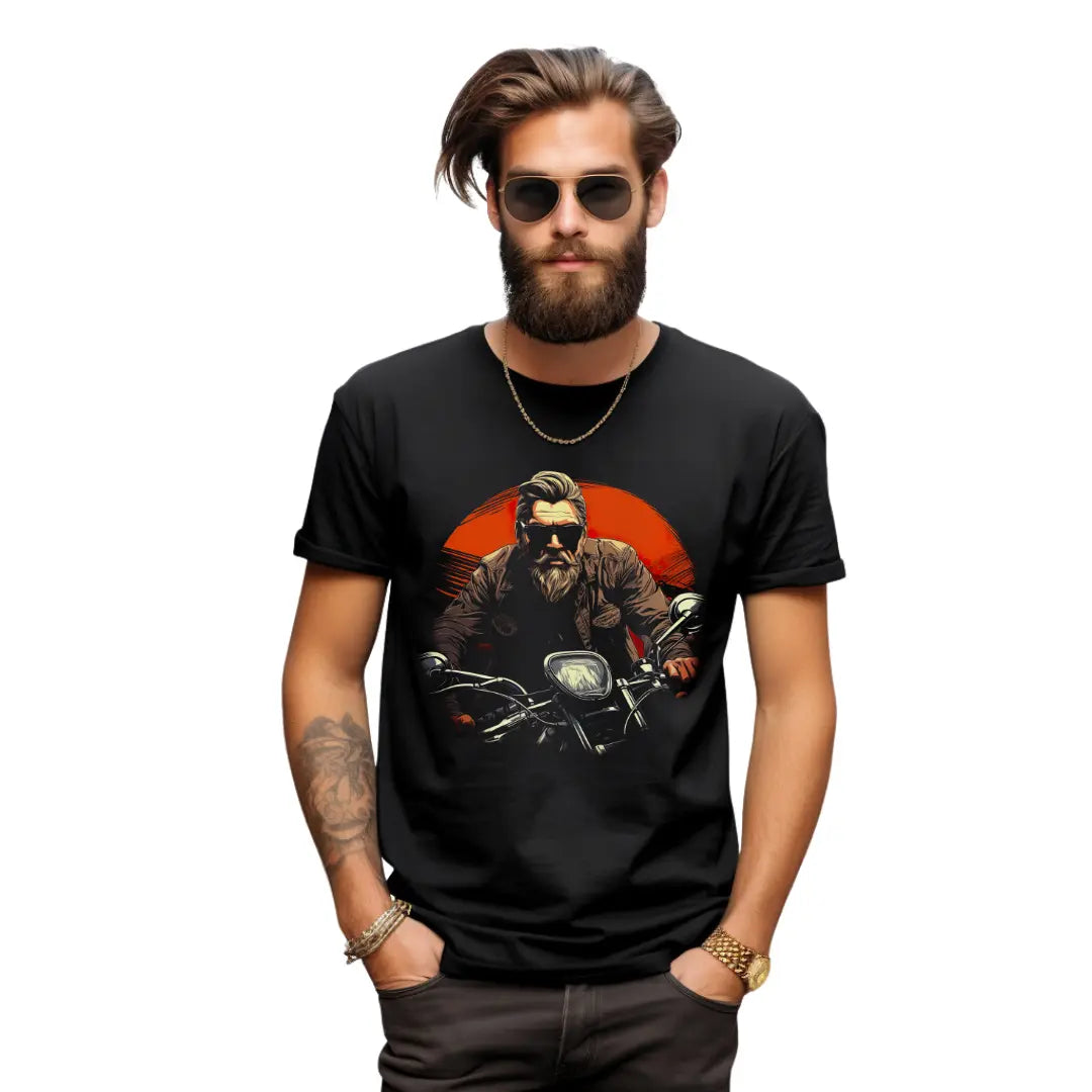 Motorcycle Rider T-Shirt: Embrace the Open Road with Style - Black Threadz