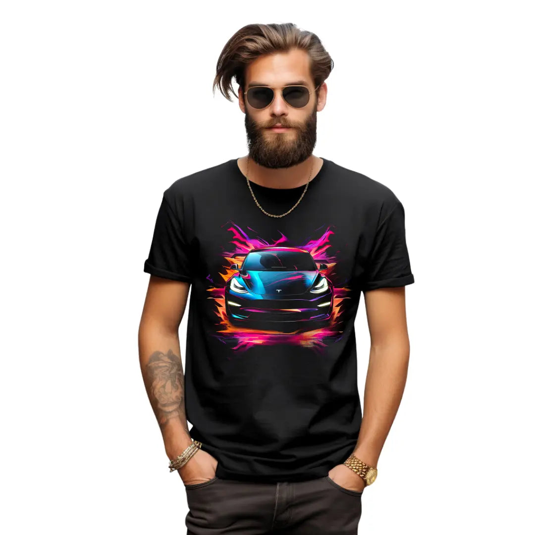 Tesla Model 3 T-Shirt: Celebrate Electric Innovation - Black Threadz