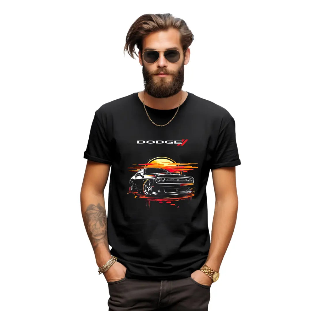 Dodge Challenger Graphic T-Shirt - Premium Black Tee with Iconic Muscle Car Design - Black Threadz