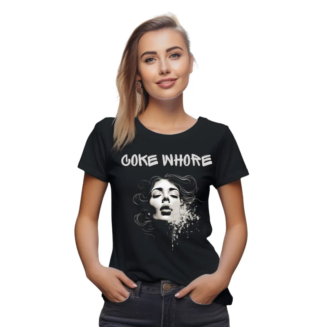 Funny Coke Whore Tee - Black Threadz