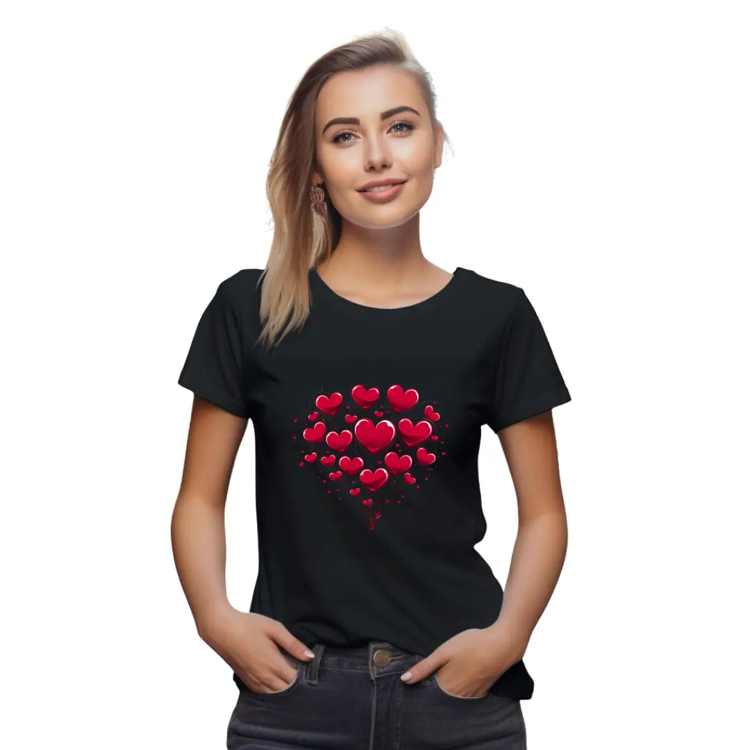 Heartception: Valentine's Day T-Shirt with Heart-filled Design for Lovebirds - Black Threadz