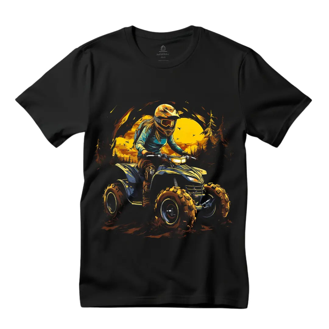 ATV Woman T-Shirt: Adventure and Style in Motion - Black Threadz