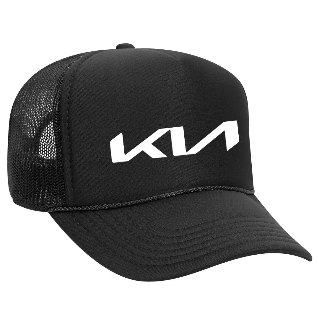 Rev Up Your Style: Kia Black Trucker Hat - Black Threadz