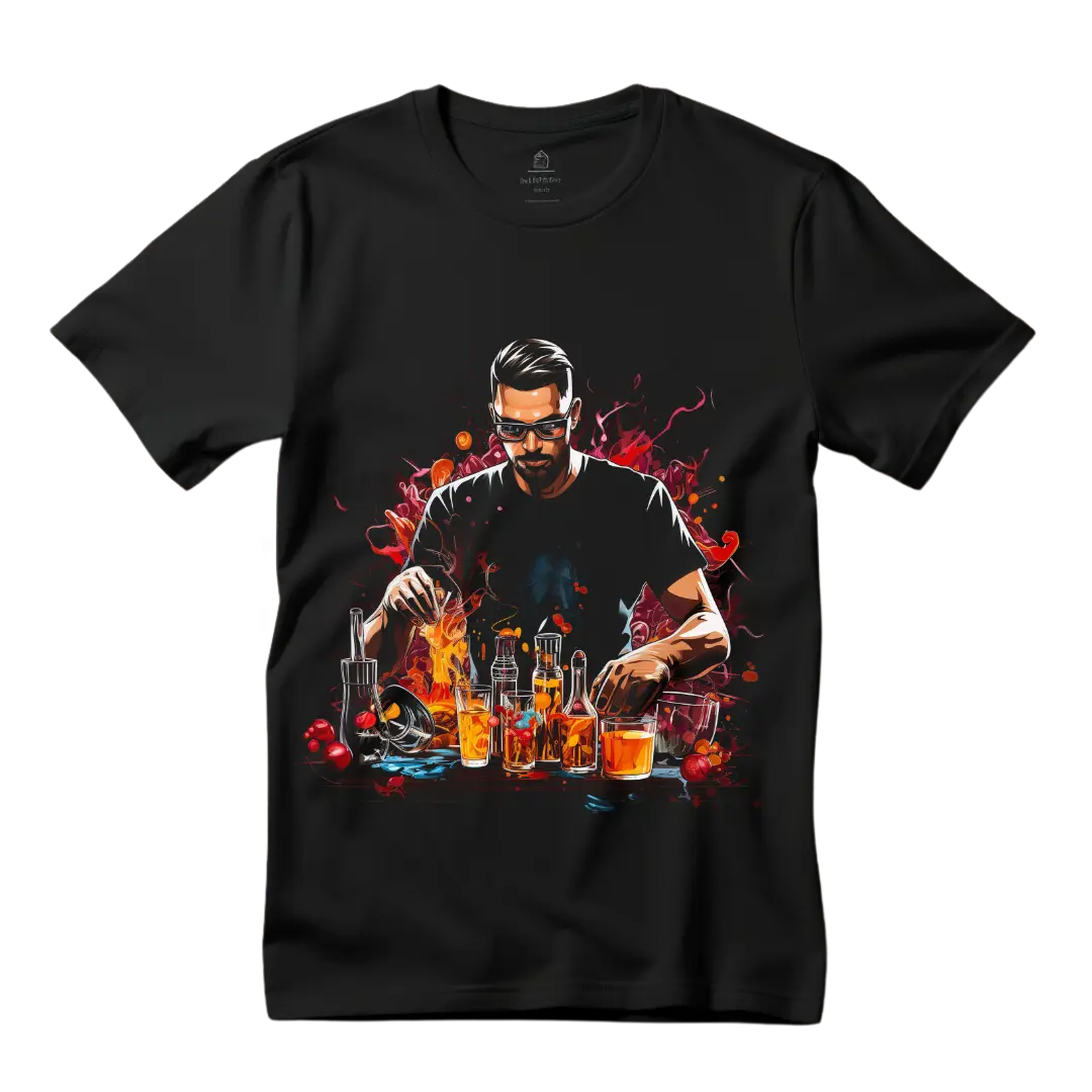 Mixologist Man T-Shirt: Craft Cocktails in Style - Black Threadz