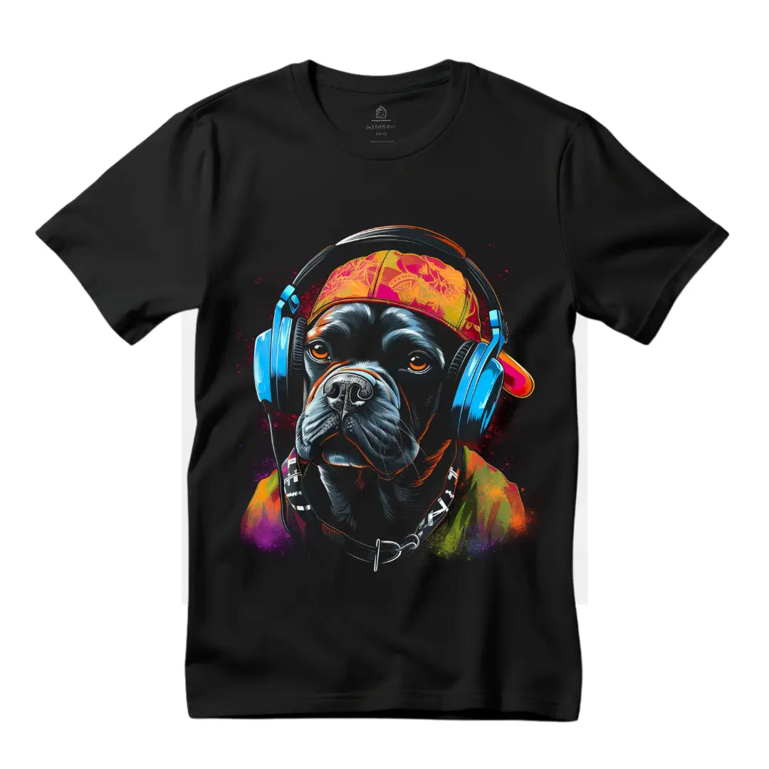 DJ Dog Black T-Shirt: Unleash the Canine Beats - Black Threadz