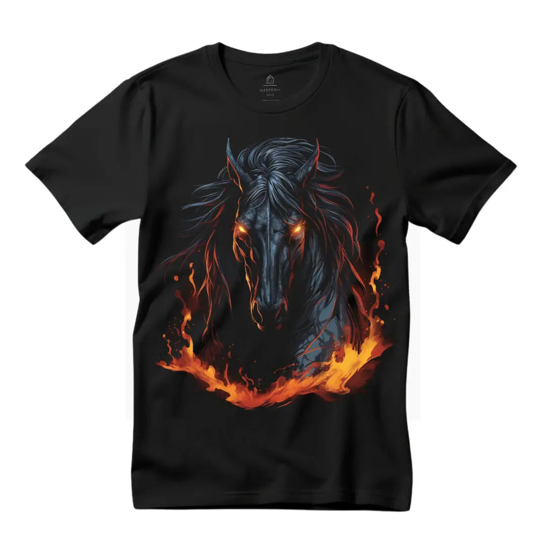 Dark Evil Horse Graphic on Trendy T-Shirt - Black Threadz