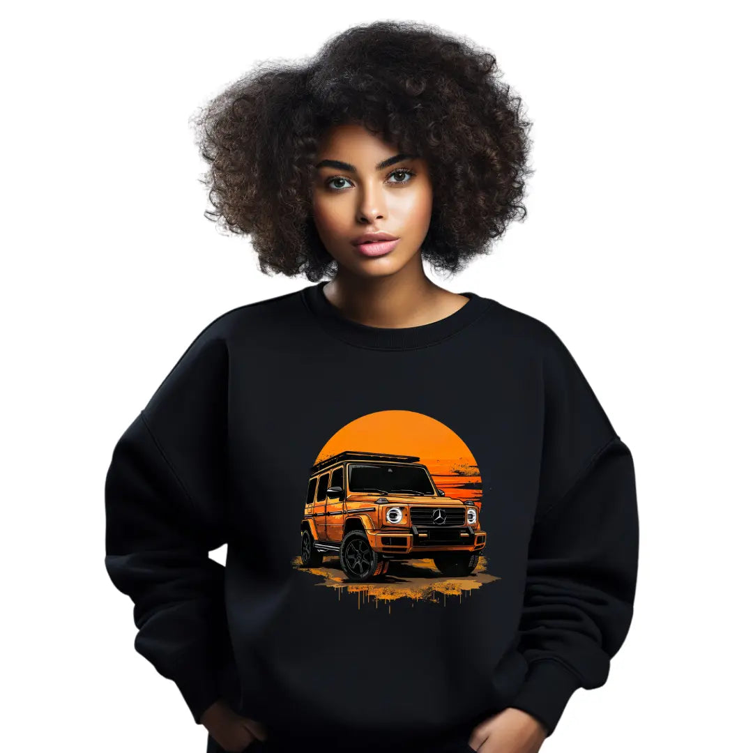 Yellow G-Wagon Graphic Sweatshirt - Premium Black Top with Iconic Luxury SUV Design - Black Threadz