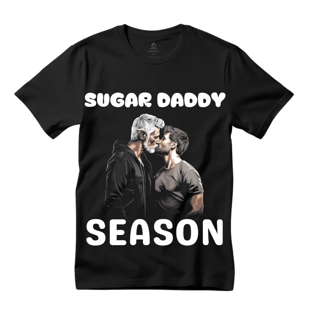Sugary Sass: 'Sugar Daddy Season' Graphic Tee for Playful Statements - Black Threadz