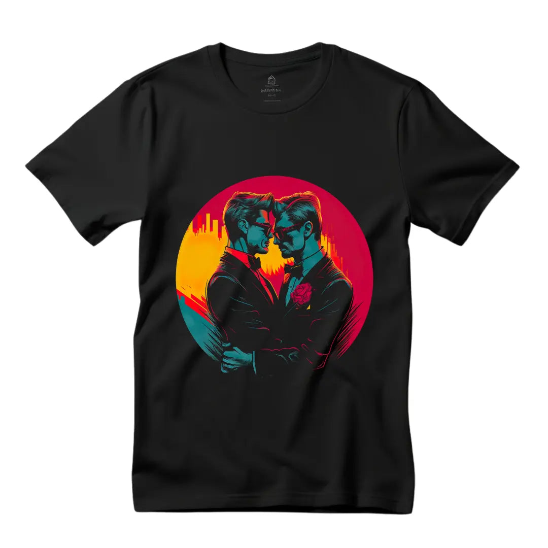 Embraced Love: Gay Couple T-Shirt Celebrating Equality - Black Threadz