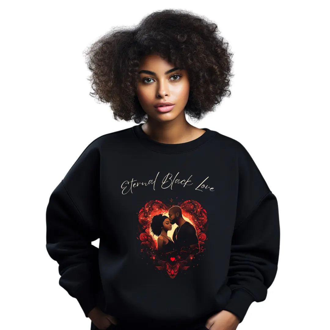Eternal Black Love: Express Your Passion with this Valentine's Day Sweatshirt - Black Threadz