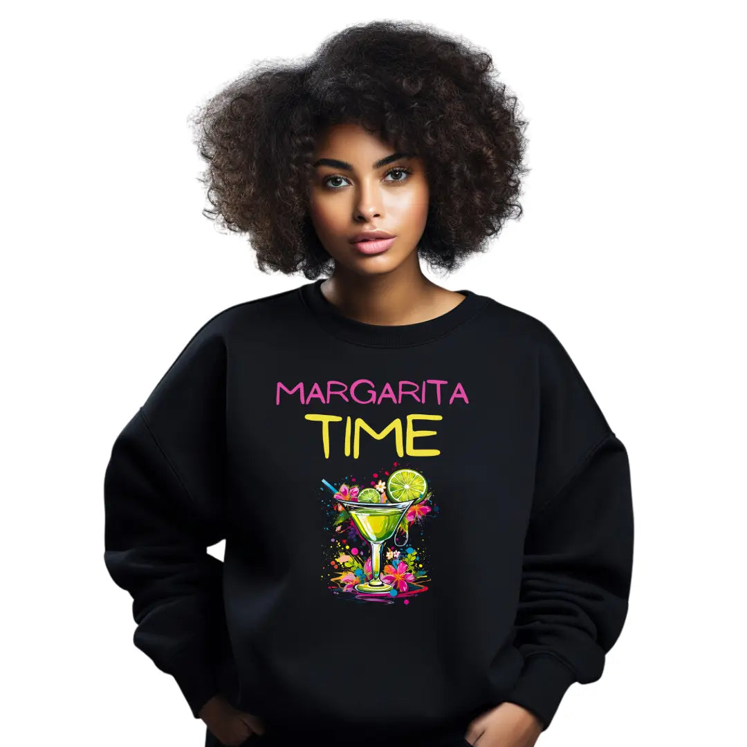 Margarita Time' Refreshing Sweatshirt - Cheers to Relaxation and Fun - Black Threadz