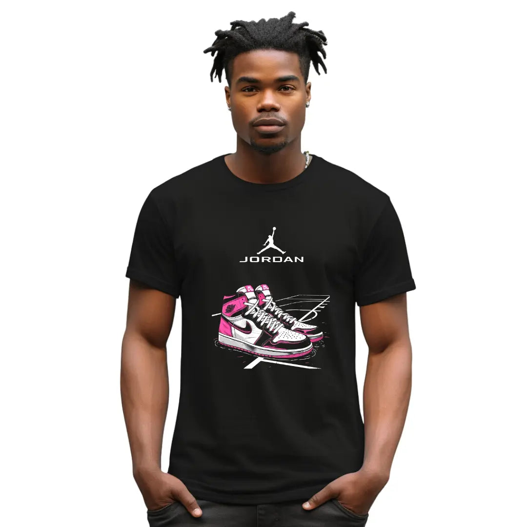 Exclusive Black Air Jordan T-Shirt with Iconic Jordan Sneakers Design – Premium Comfort for Sneakerheads - Black Threadz