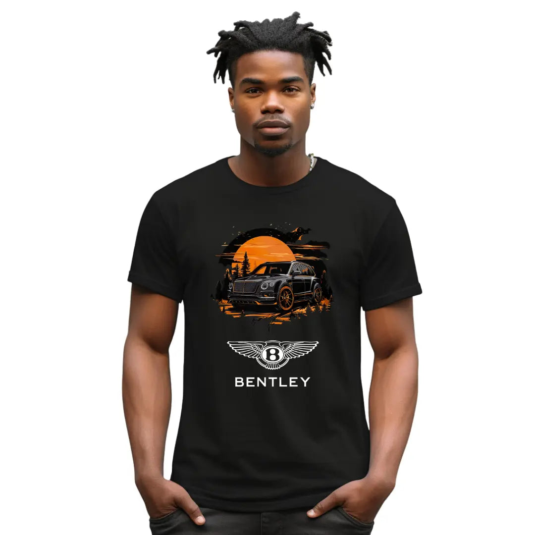 Bentayga Sunset Silhouette Black T-Shirt - Luxury SUV Design - Black Threadz