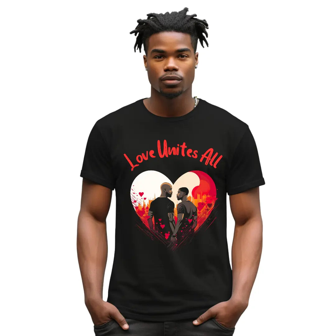 Love Unites All: Celebrate Valentine's Day with this Black Gay T-Shirt - Black Threadz