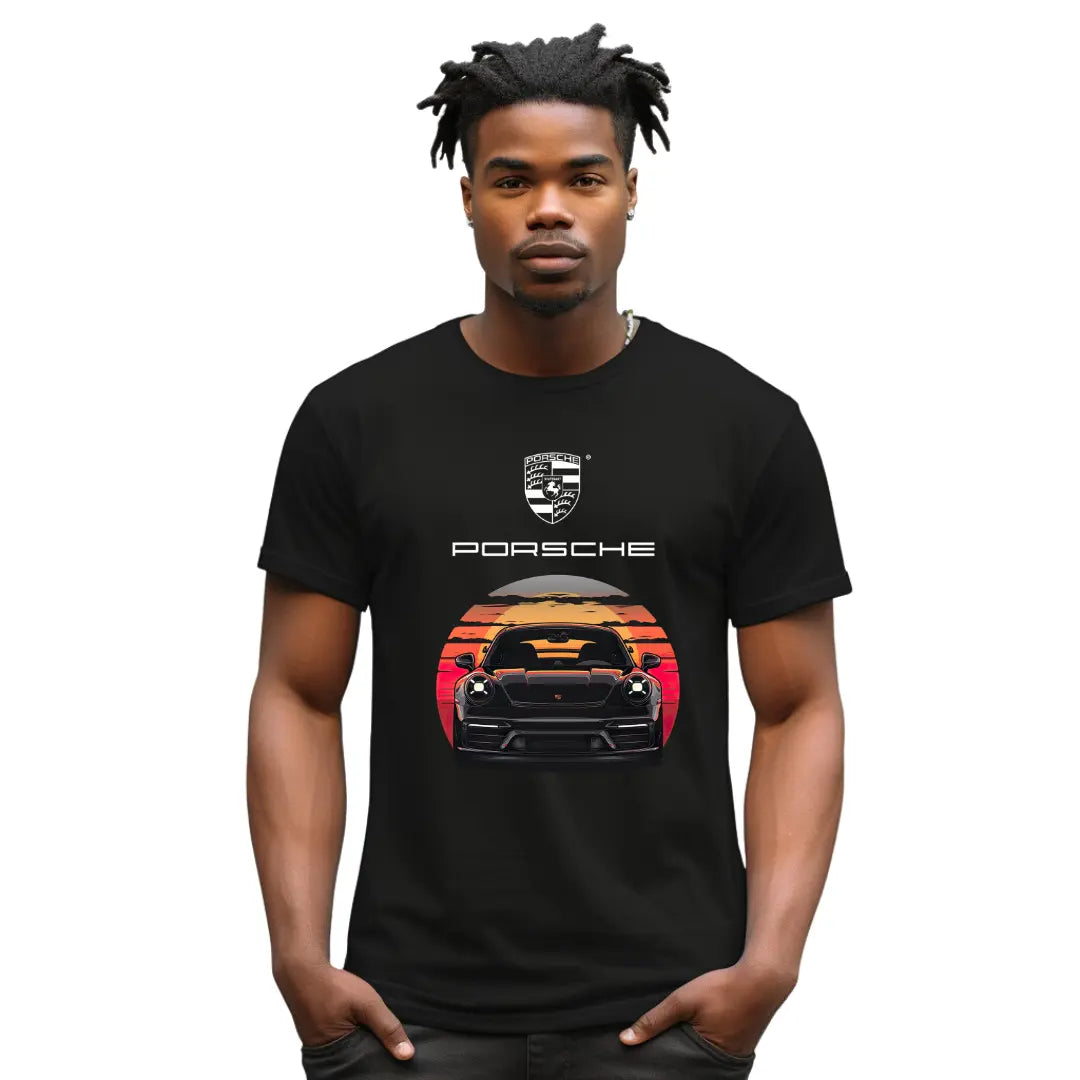 911 Graphic Black T-Shirt - Iconic Sports Car Design - Black Threadz