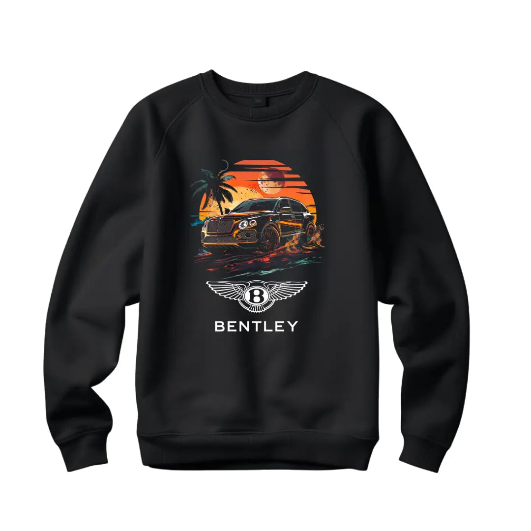 Bentayga Beach Sunset Sweatshirt - Stylish Black Top with Luxury SUV Design - Black Threadz