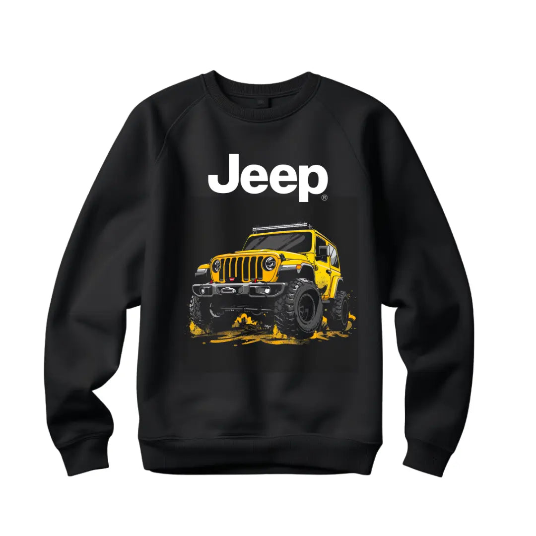 Wrangler Premium Black Sweatshirt with Iconic Off-Road Vehicle Design - Black Threadz