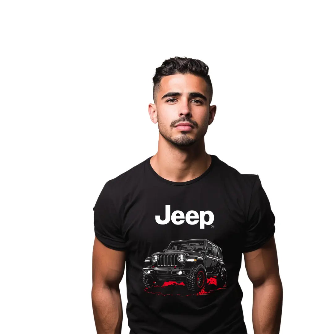 Wrangler T-Shirt - Premium Black Tee with Iconic Off-Road Vehicle Design - Black Threadz