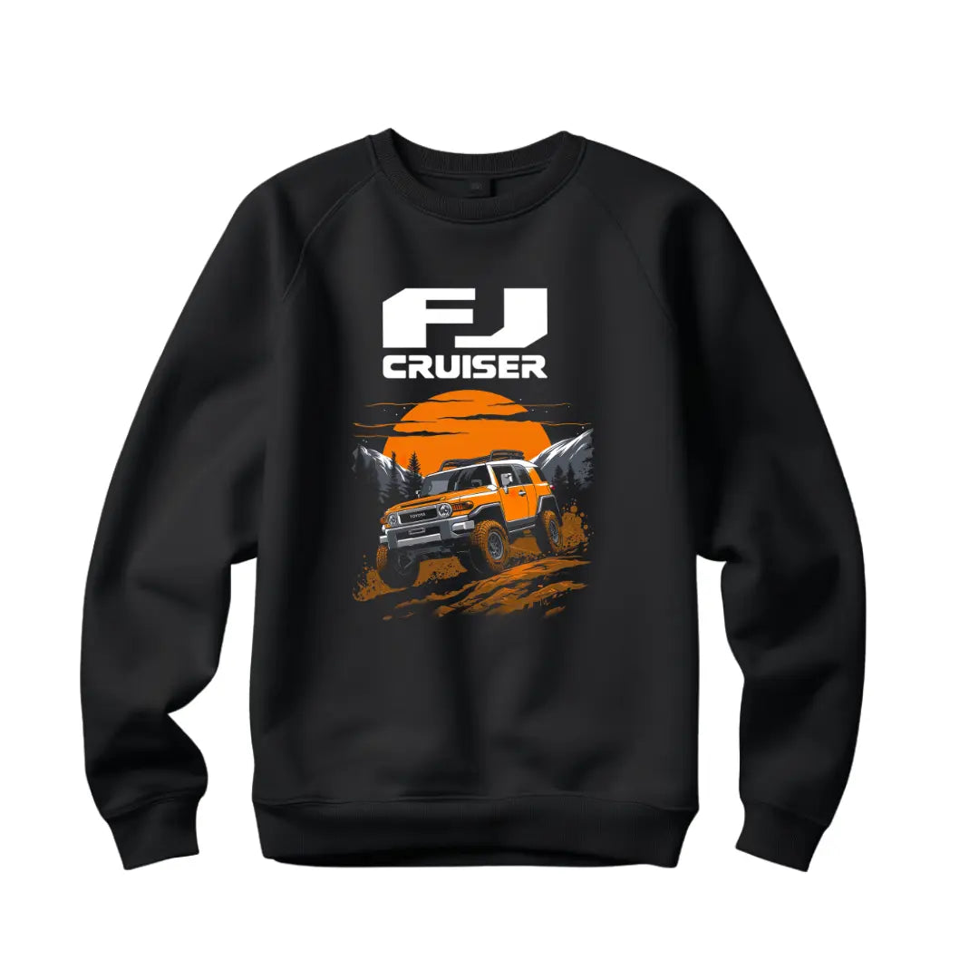 FJ Cruiser Sunset Silhouette Sweatshirt with Iconic Off-Road SUV Design - Black Threadz