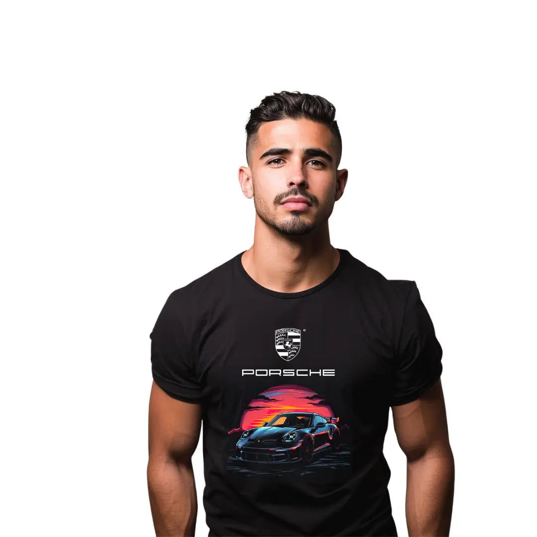 911 Graphic Black T-Shirt - Iconic Sports Car Design - Black Threadz