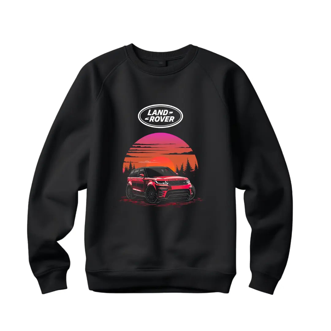 Range Rover Sunset Silhouette Sweatshirt - Stylish Black Top with Luxury SUV Design - Black Threadz