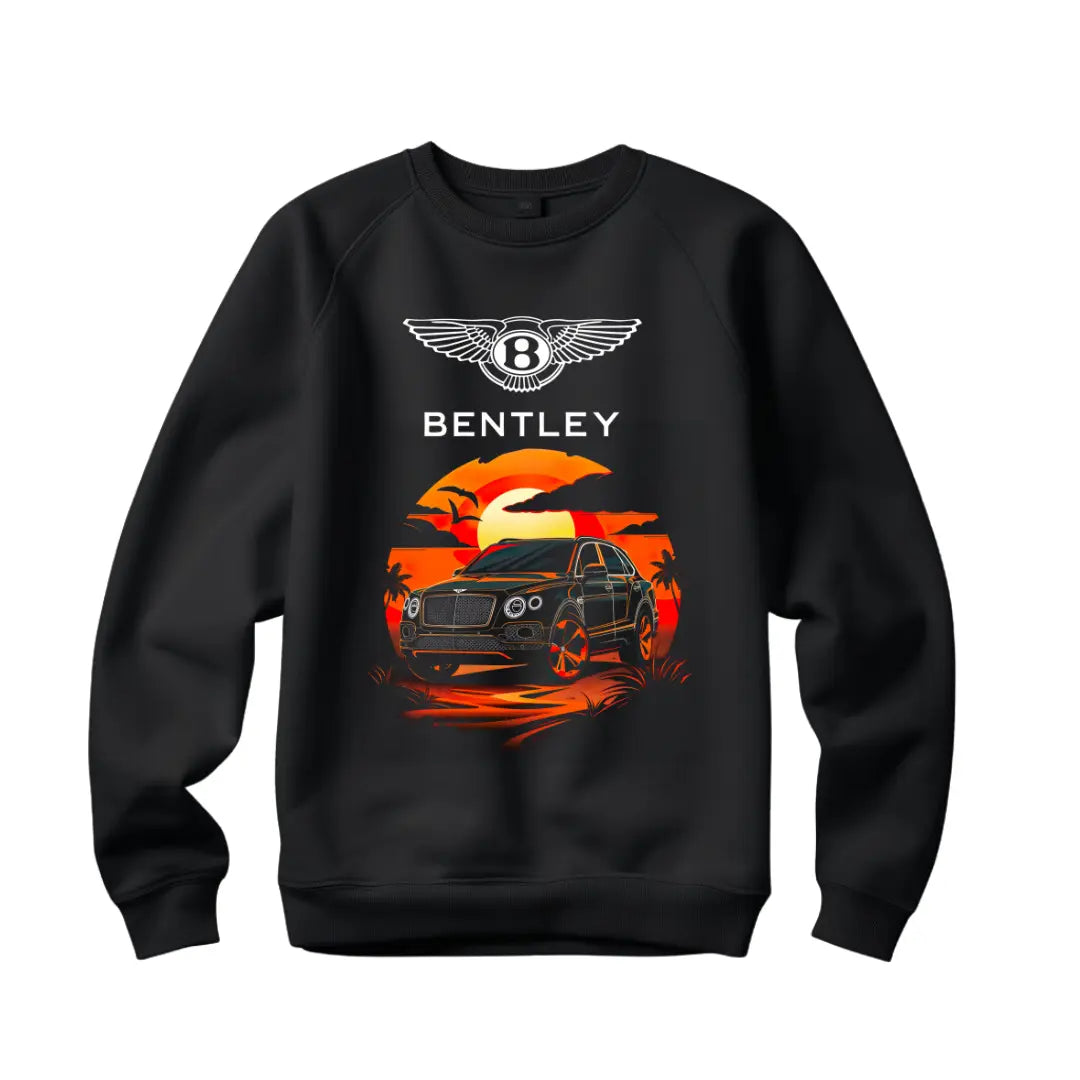 Bentayga Beach Sunset Sweatshirt - Stylish Black Top with Luxury SUV Design - Black Threadz