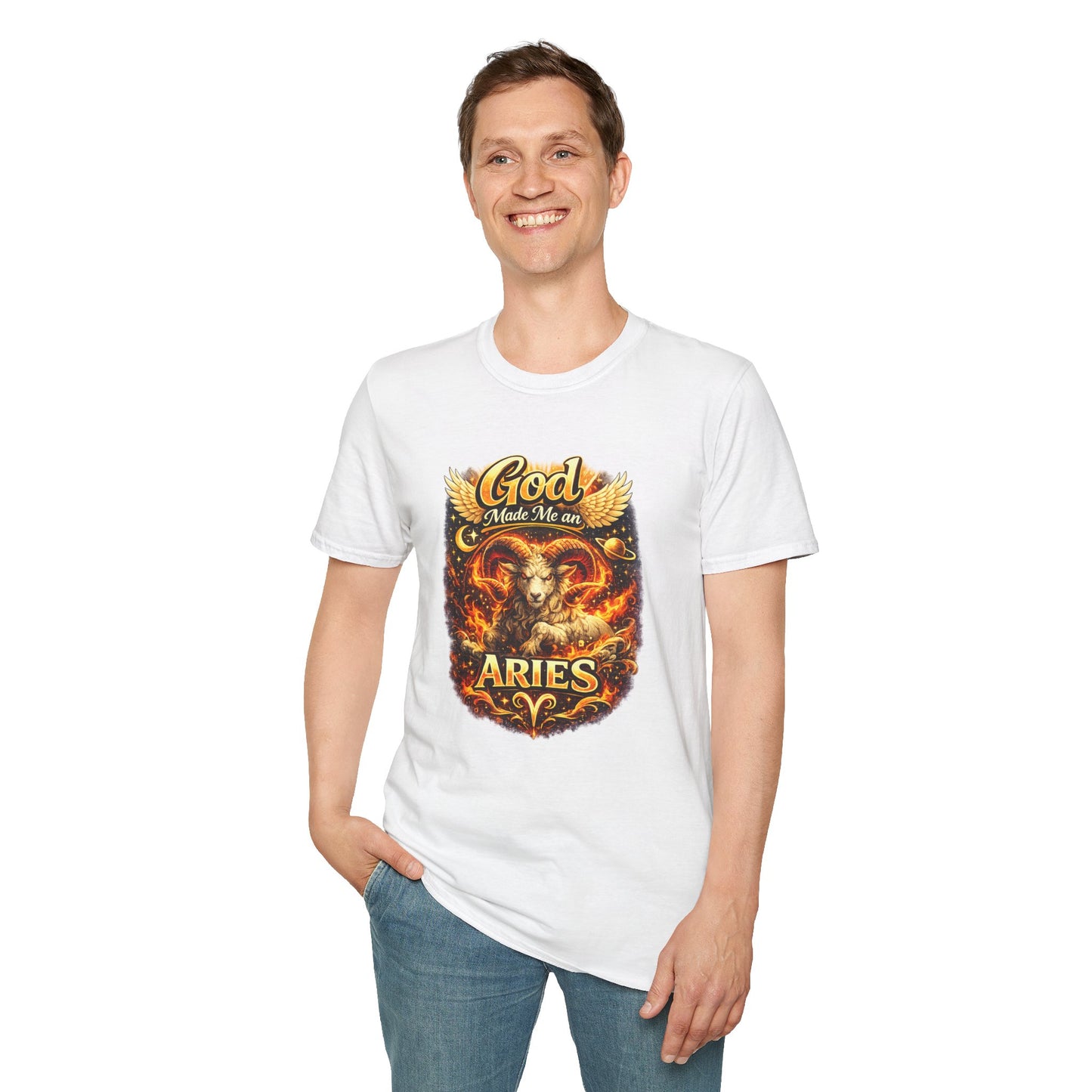 God Made Me An Aries T-Shirt – Funny Aries Zodiac Shirt, Astrology Gift, Bold Horoscope Graphic Tee, Aries Birthday Shirt for Men & Women