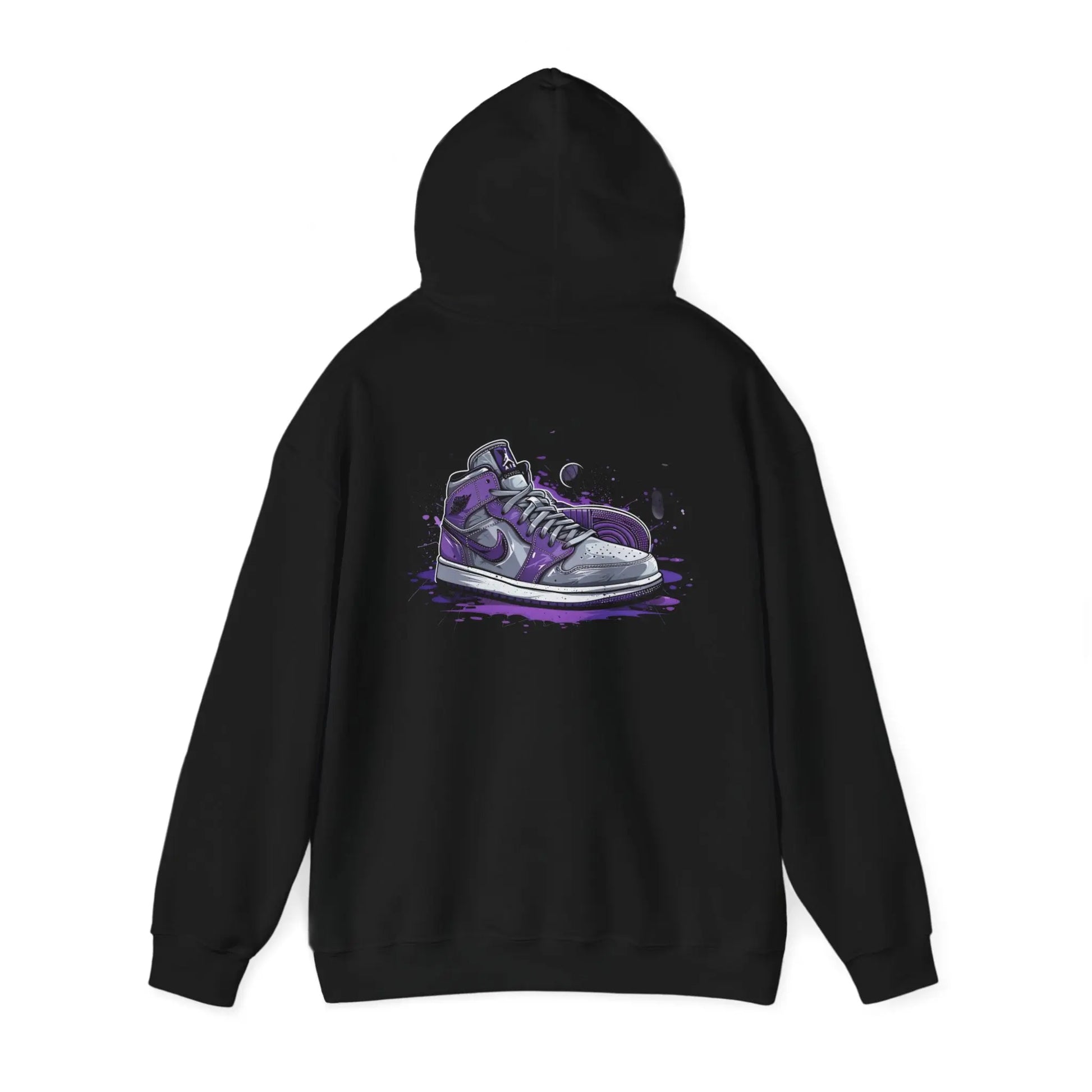 Timeless Style: Purple and Gray Retro Air Jordan's Black Hoodie - Air Jordan Gifts - Air Jordan Merchandise - Black Threadz