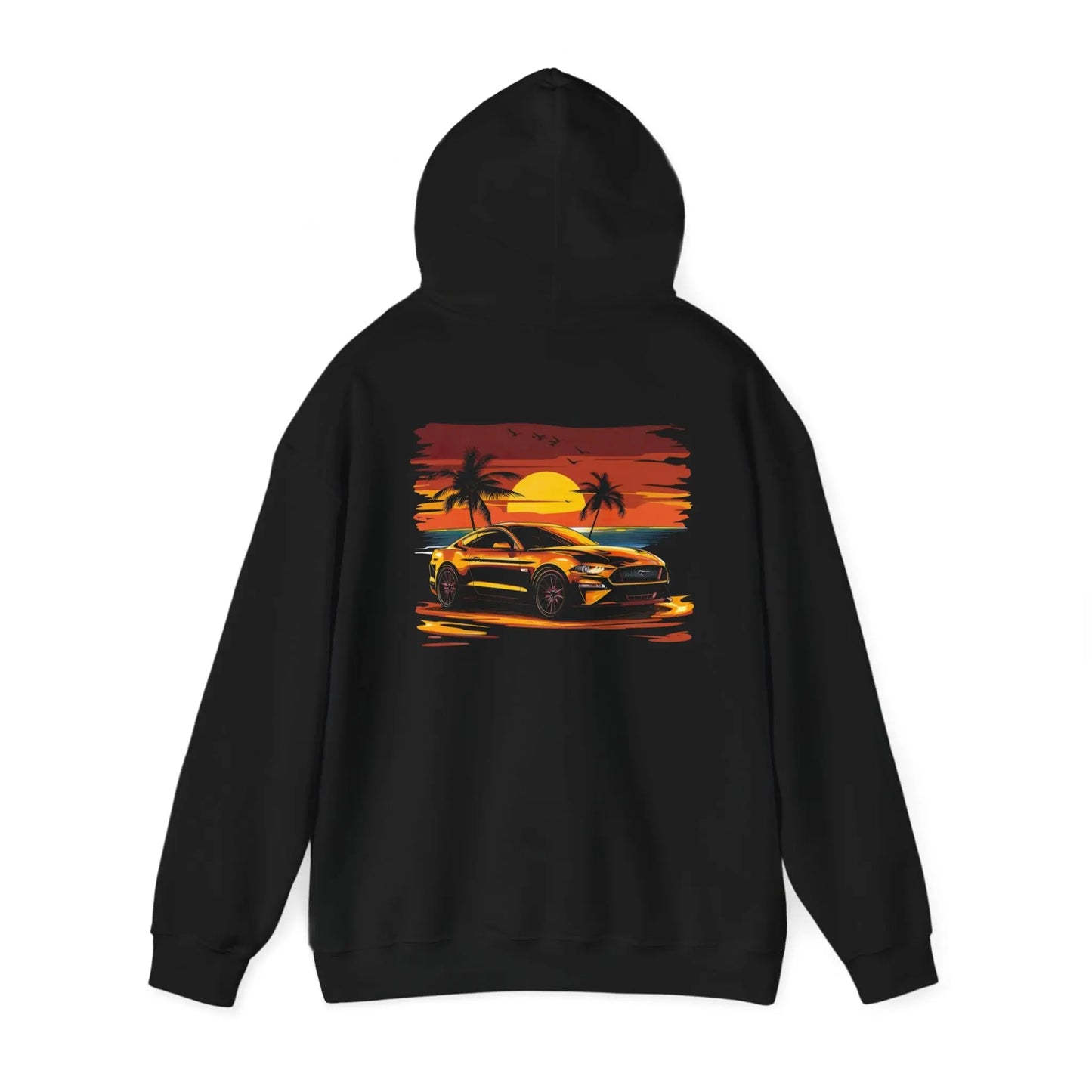 Stunning Sunset Drive: Ford Mustang Black Hoodie - Black Threadz