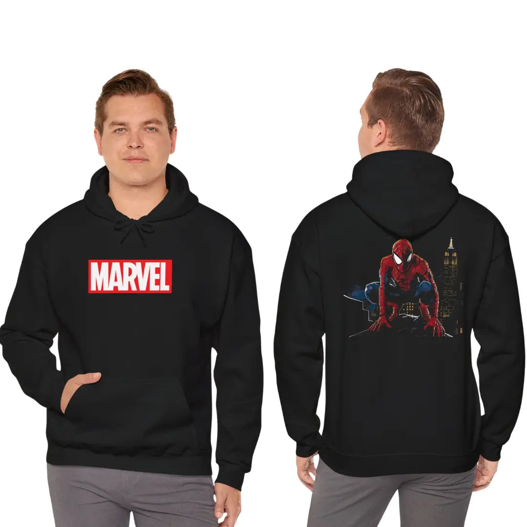 Marvel Icon: Spider-Man in New York City Black Hoodie - Black Threadz