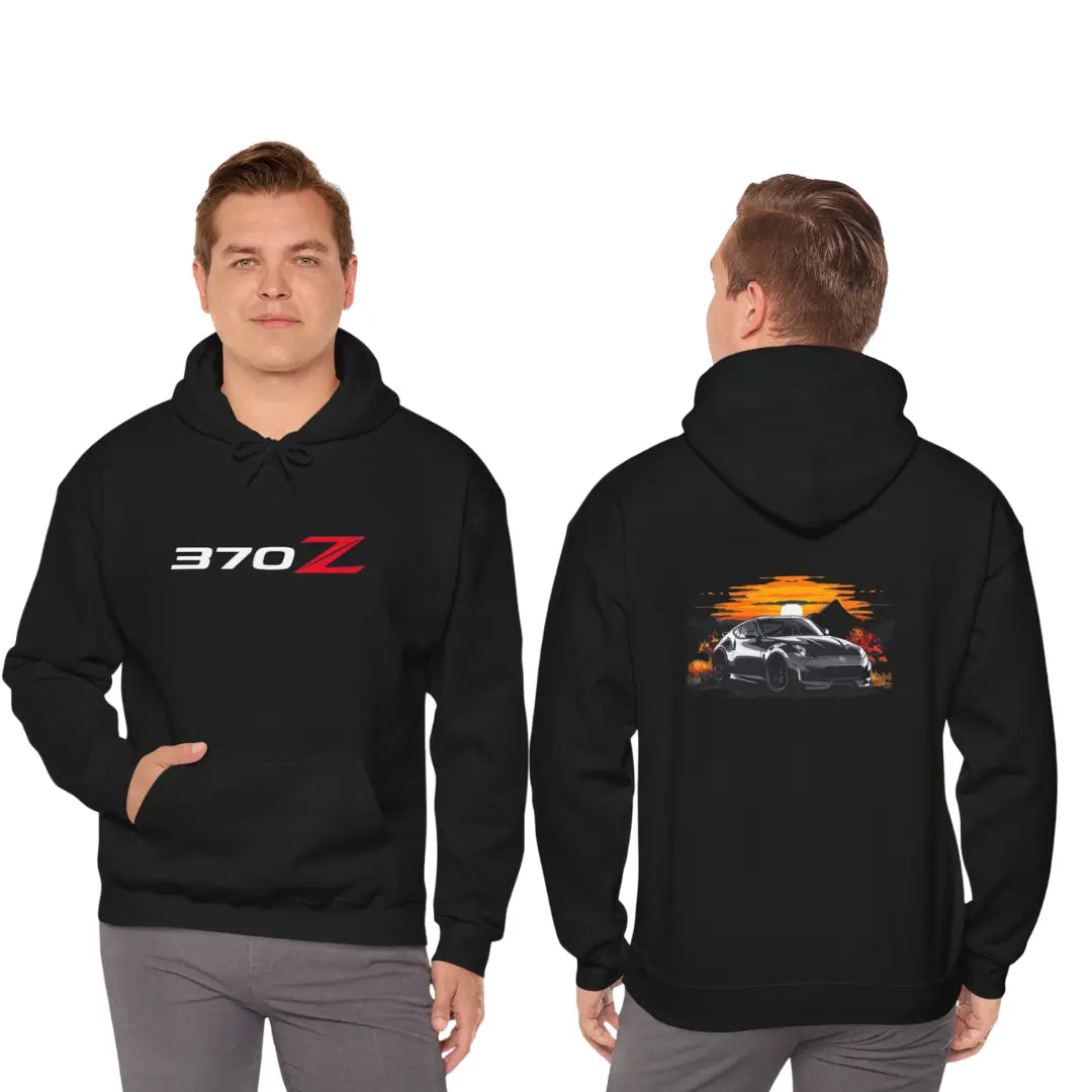 Sleek Style: Nissan 370Z On the Road Black Hoodie - Black Threadz