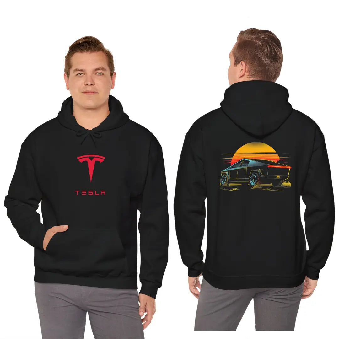 Sunset Drive: Cybetruck Black Hoodie - Black Threadz