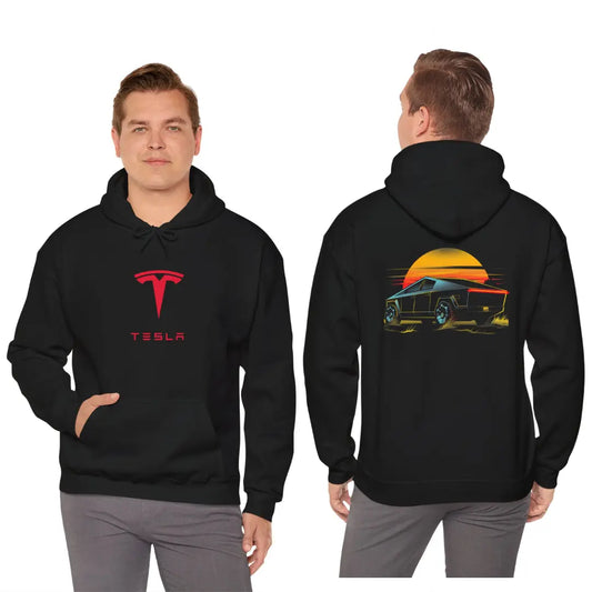 Sunset Drive: Cybetruck Black Hoodie - Black Threadz