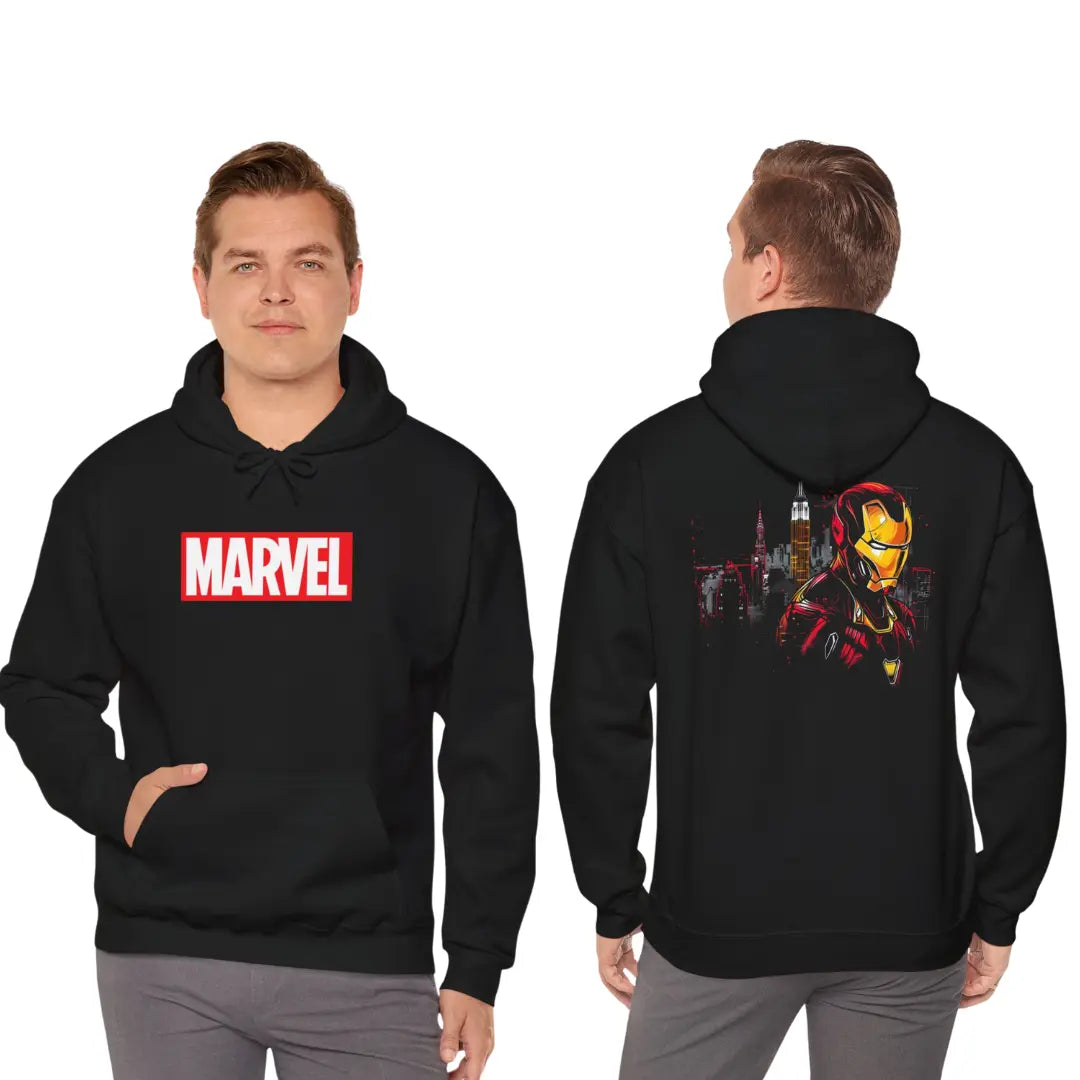 Legendary Marvel: Iron Man Cityscape Black Hoodie - Black Threadz