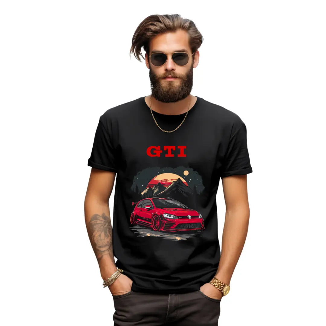 GTI Mountain Majesty: Volkswagen Black T-Shirt - Black Threadz